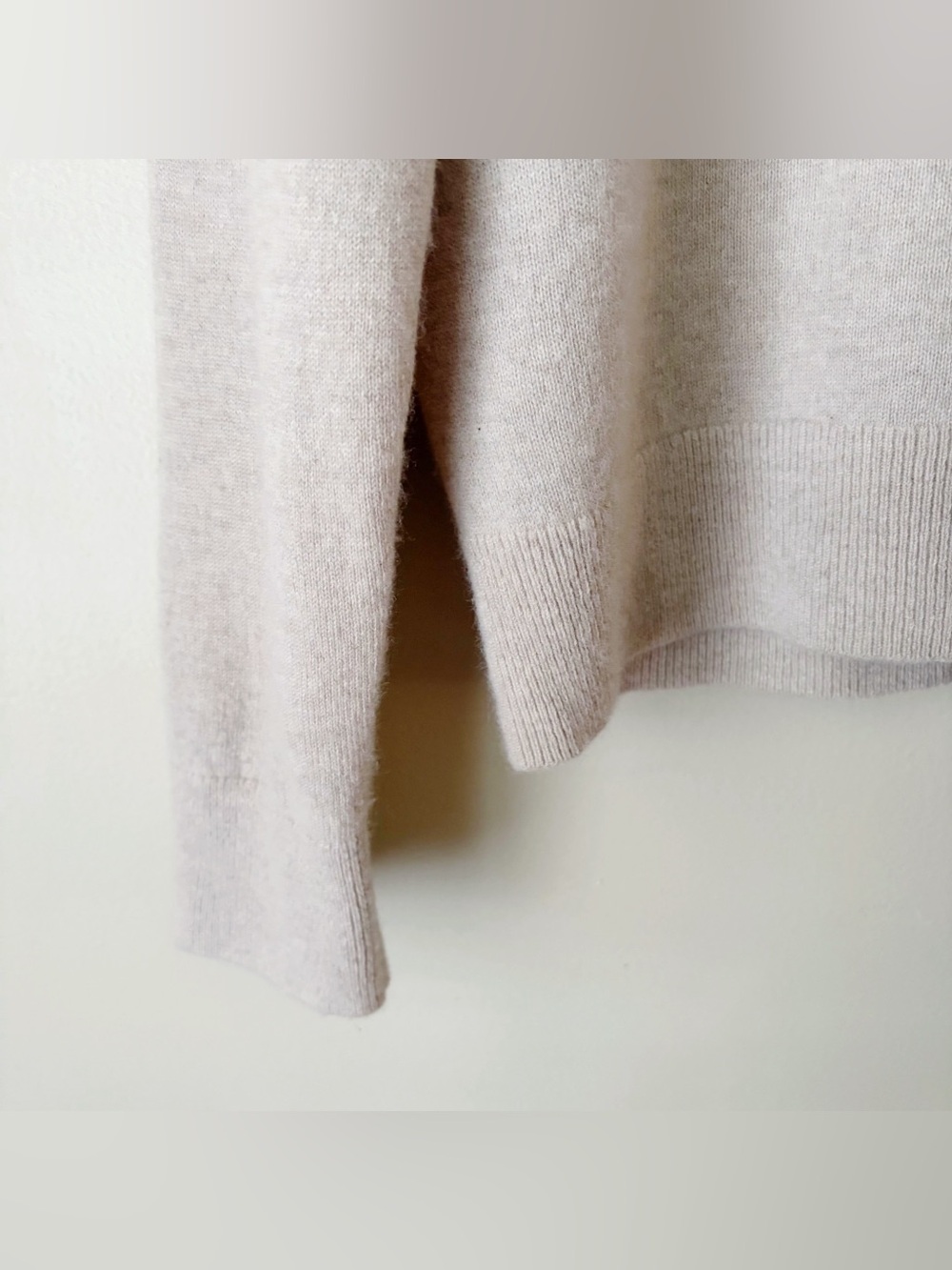 Lands End | 100% Cashmere Pullover Sweater Top Johnny Collar Cream Oatmeal M - Picture 3 of 6